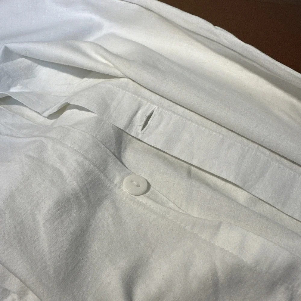 Vtg White Linen Toddler Bed Duvet Cover With Hand Embroidered Bunny & Chick